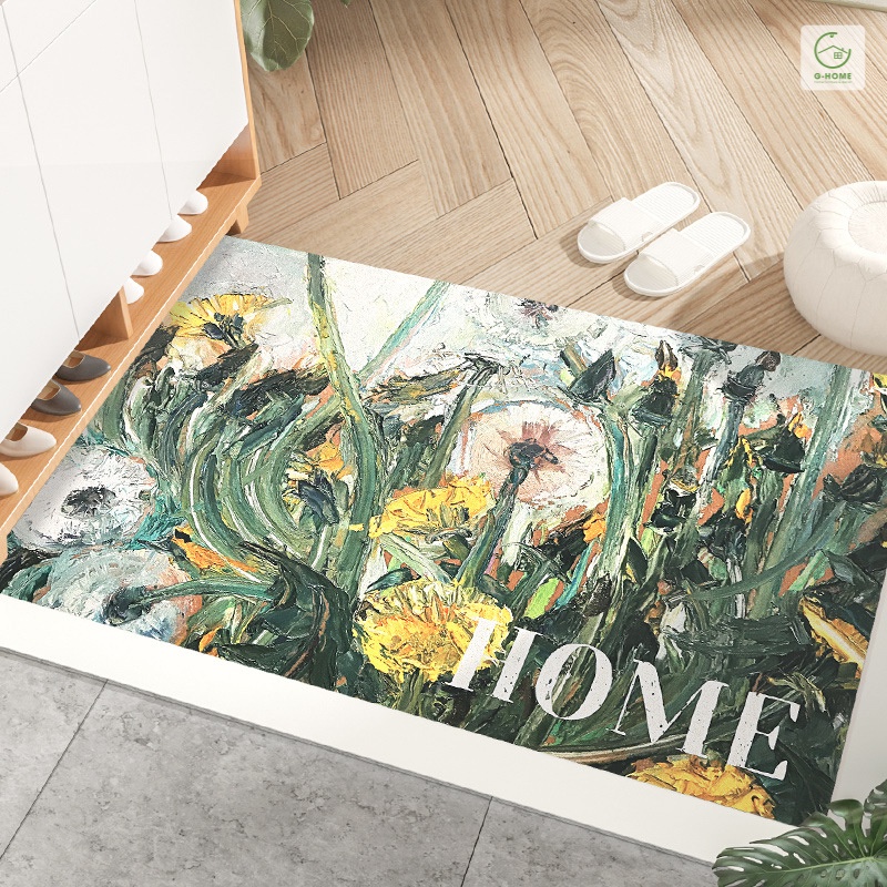 Thảm da lau chùi chân nhà tắm HOME99 cao cấp bông hoa mềm mại thấm nước chống trượt TD22M6