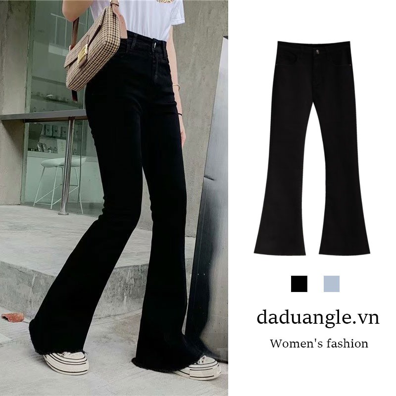 Duduhey. Quần Jeans Nữ Lưng Cao Ống Loe Plus Size