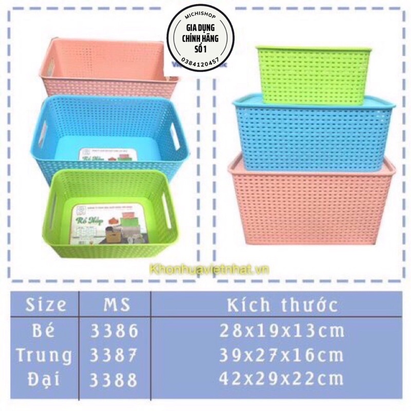 Giỏ Nhựa Có Nắp 3 Size Nhựa Việt Nhật, Giỏ Đựng Đồ Đa Năng Có Nắp Đậy Tiện Lợi