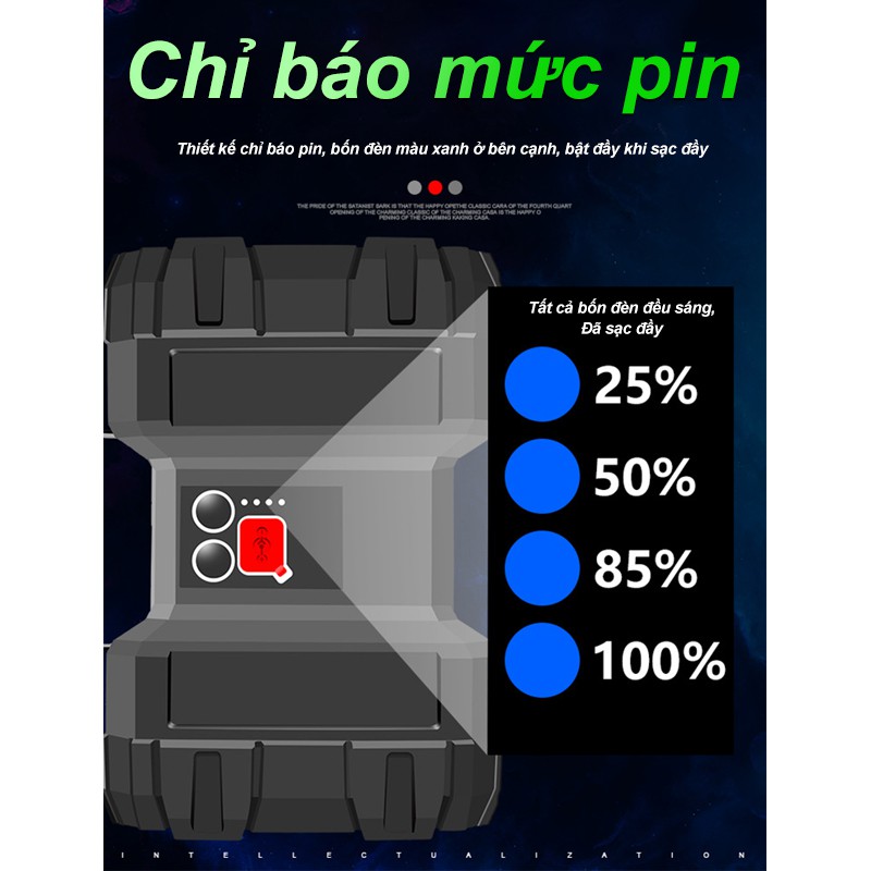 Đèn LED P70 7 chế độ sáng siêu sáng chống thấm nước hai đầu có thể sạc lại