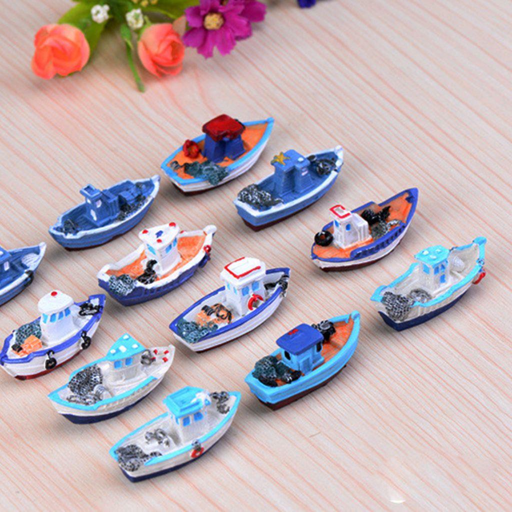 NICKOLAS 1 Đồ trang trí Thuyền Câu Cá Mini Bằng Nhựa Resin Trang Trí Tiểu Cảnh / Nhà Búp Bê / Khu Vườn / Làm Quà Tặng Cho