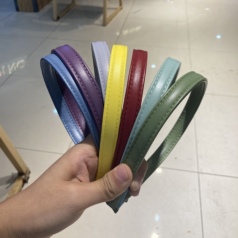 Dây Cột Tóc Da Pu Màu Kẹo Ngọt Phong Cách Vintage