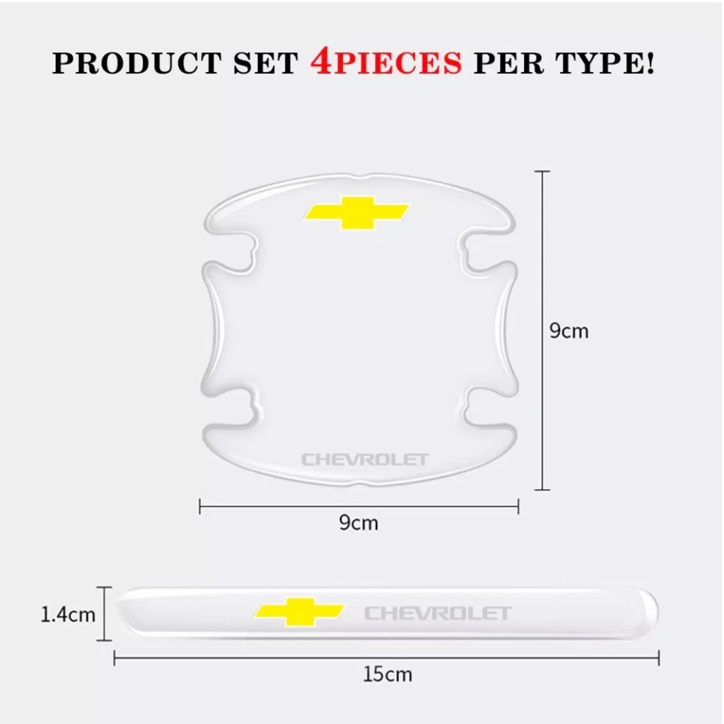 [CHEVROLET] Bộ 10 miếng dán chống xước hõm cửa xe silicon cao cấp , miếng dán cửa xe, ốp lõm tay nắm in logo chevrolet