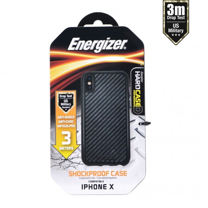 Ốp lưng carbon Energizer chống sốc 3m cho iPhone X - ENCOUL3MIP8CB