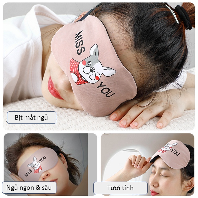 Chườm mắt nóng lạnh kèm túi gel massage hoạ tiết hoạt hình đáng yêu, dùng bịt mắt chống chói, chống nhức mỏi