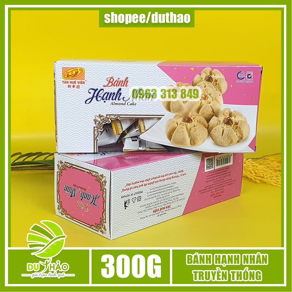 Bánh hạnh nhân truyền thống Tân Huê Viên - Bánh bột đậu hộp 300g, đặc sản Sóc Trăng chính gốc