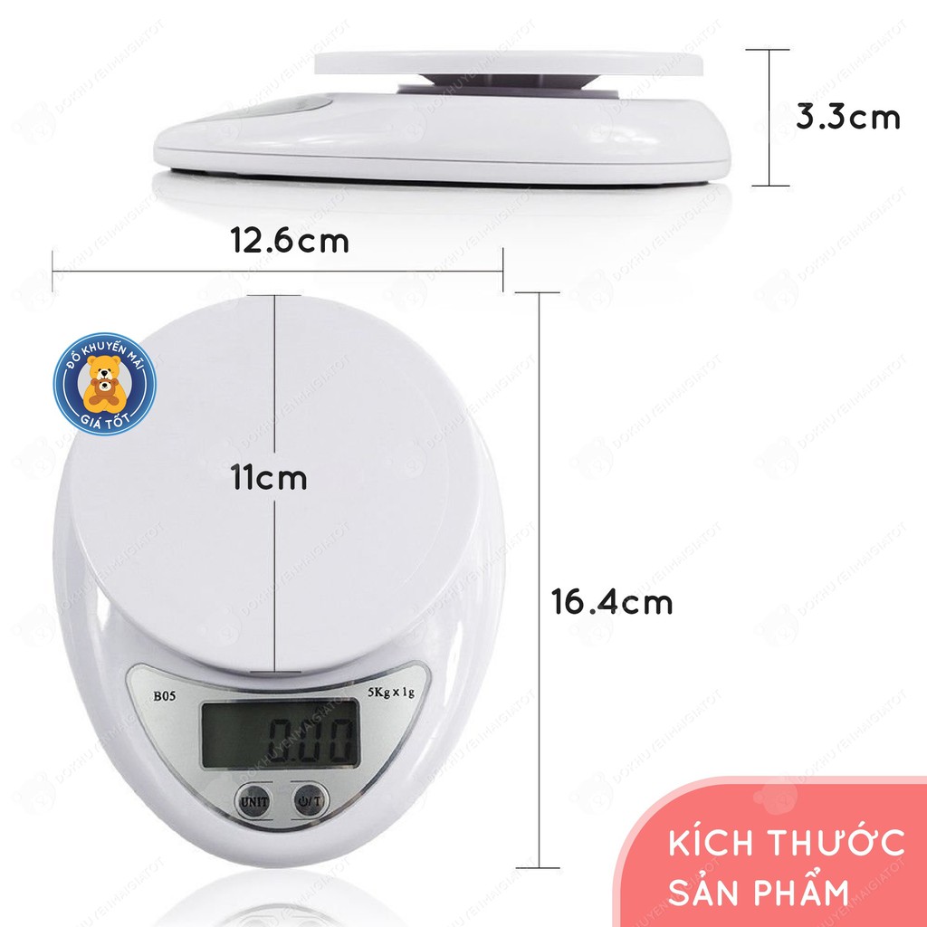 Cân Tiểu Ly 5 Kg Electronic Kitchen Scale – cân thực phẩm gia vị nhà bếp tiện dụng