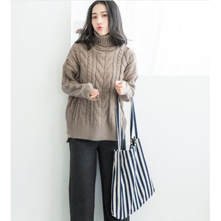 Túi vải dù Tote bag kẻ màu đen