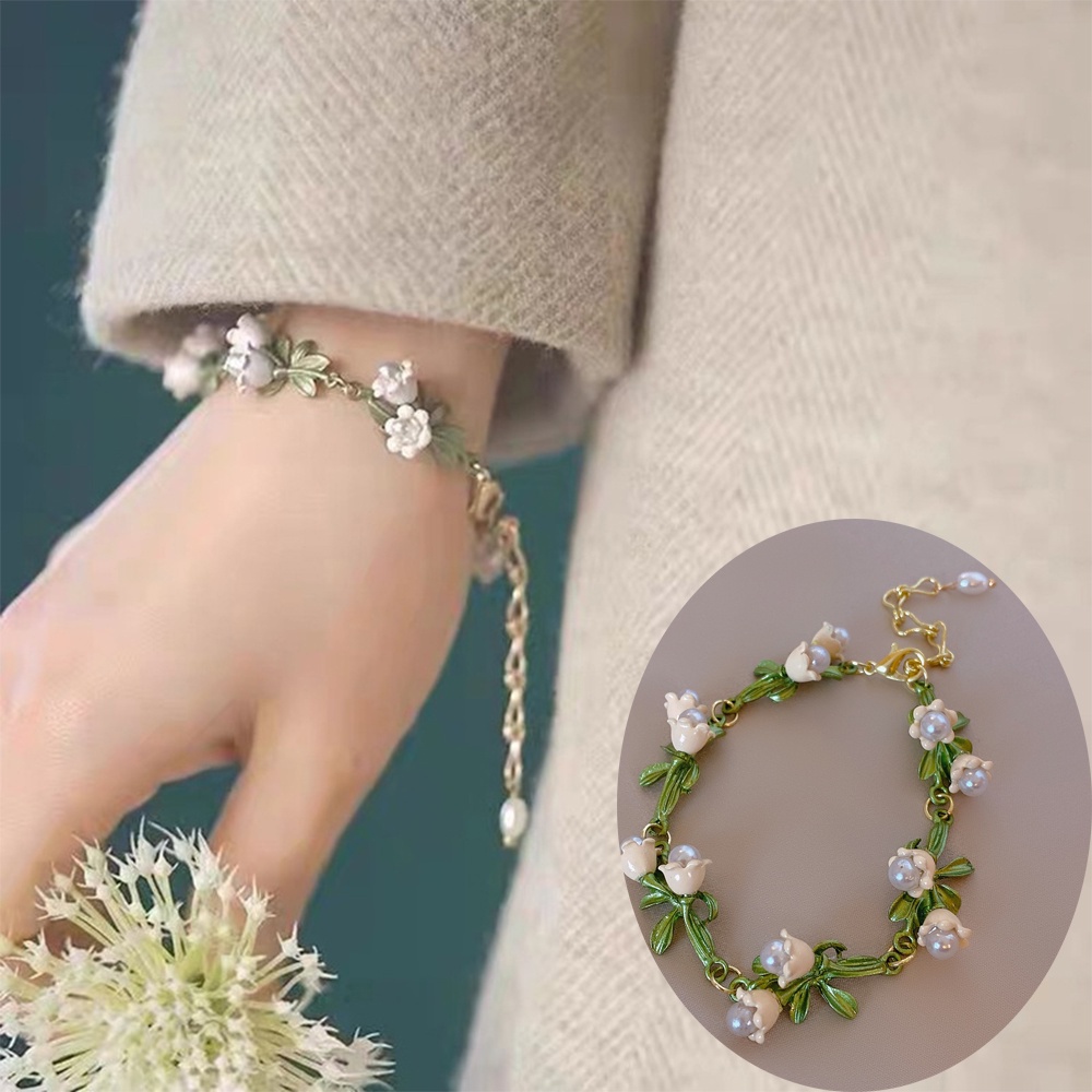 Khuyên Tai Vòng Tay Vòng Tay Hoa Lily Trắng Nhỏ Tươi Mới Thời Trang Xuân Hè