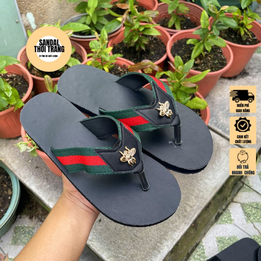 Dép cặp nam nữ, SANDALTHOITRANG dép sandal nữ quai ngang và dép nam quai kẹp Trắng/Đen sandal đồng nai full size 30-44