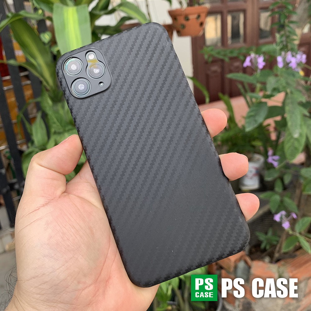 Ốp lưng siêu mỏng, vân carbon dành cho iPhone X / XS / XS Max / 11 / 11 Pro / 11 Pro Max - Màu đen - PS Case Phân Phối