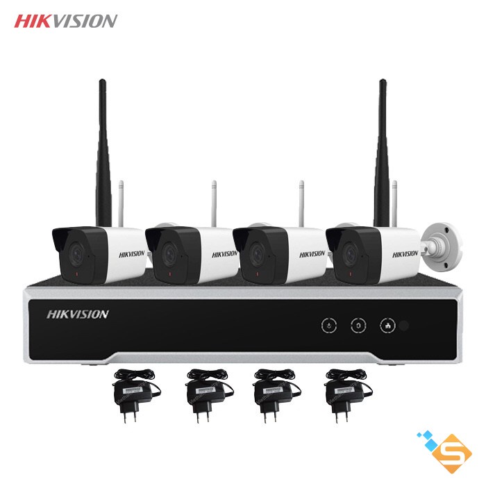 Bộ Kit Camera WiFi Ngoài Trời HIKVISION NK42W0H 4 Camera WiFi 2MP &amp; 1 Đầu Ghi - Bảo Hành Chính Hãng 2 Năm