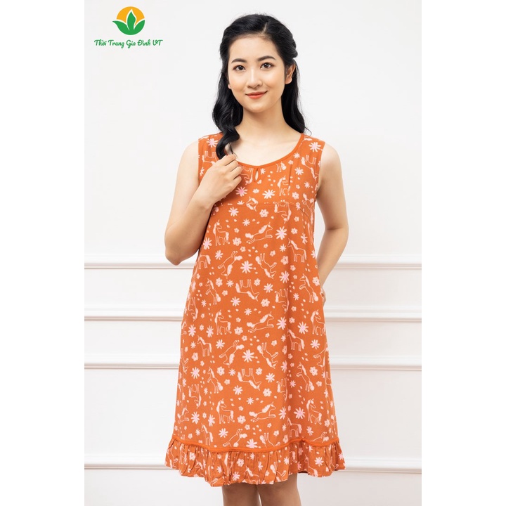 Váy lanh Việt Thắng sát nách chất liệu mềm mại thoáng mát V02.2203 - Thời trang gia đình VT