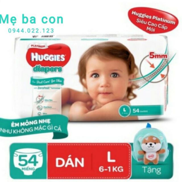 Tã dán siêu cao cấp Huggies Platinum NB60,S82,M64,L54,XL44 mới