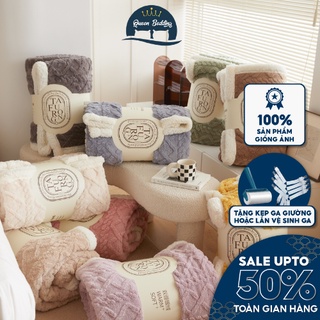 Chăn Lông Cừu Thiết Kế Bắt Mắt, Mặt Trước Dệt Đan Len, Mặt Sau Chất Lông Cừu Siêu Ấm, Đủ Màu