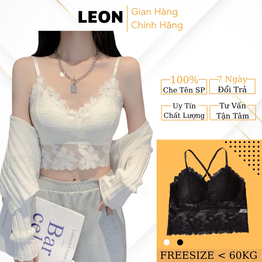 Áo Lót Ngực Bra Hai Dây Đệm Mút Nâng Ngực Chất Ren Họa Tiết Hoa Siêu Mềm Mịn Co Dãn LEON WOMEN 2230