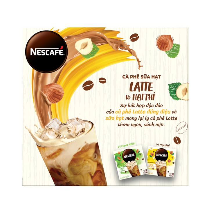 Combo 2 hộp Cà phê hòa tan NESCAFÉ Latte Sữa Hạt Vị Hạt Phỉ và Hạnh Nhân(240g/hộp)