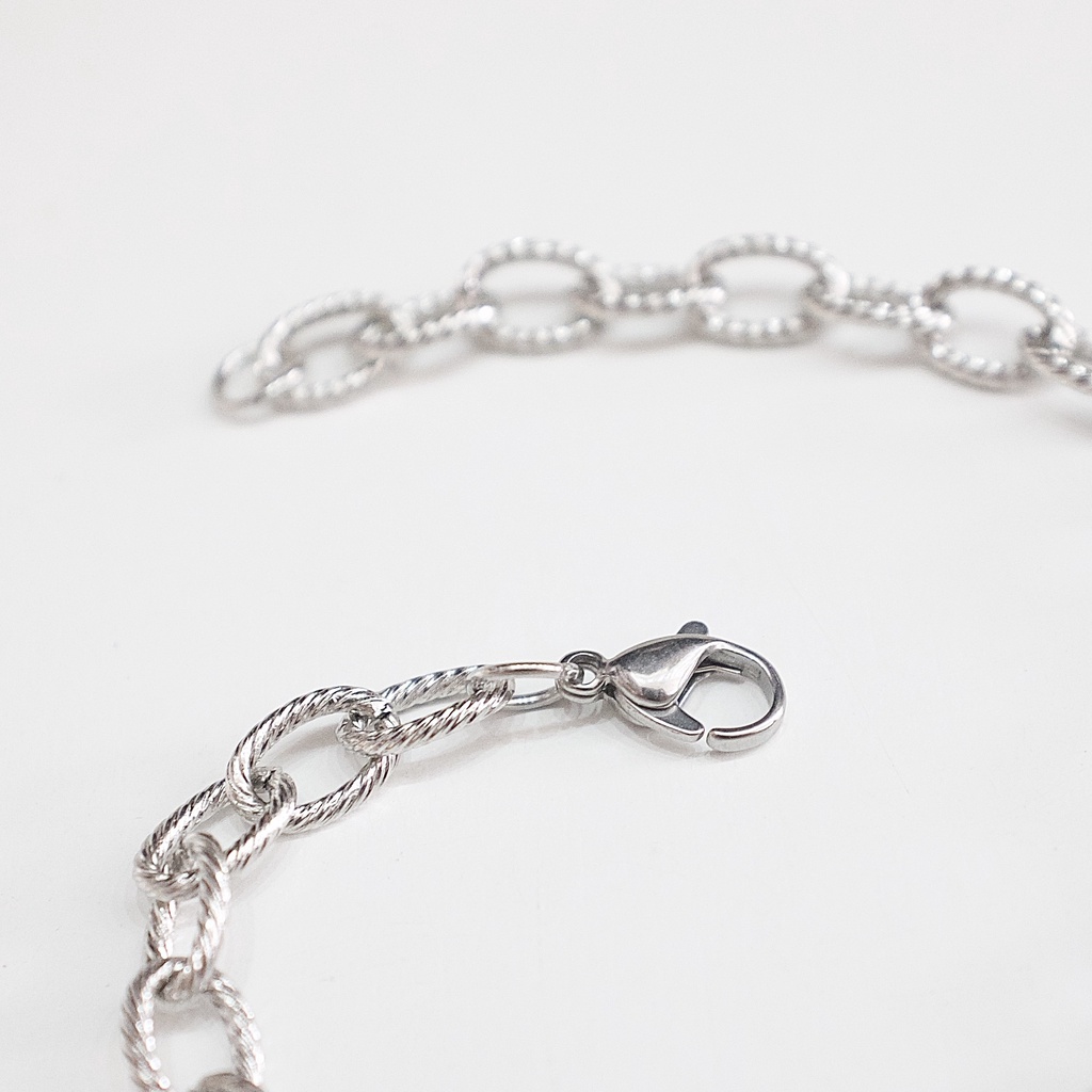 Vòng Tay Titan Unisex  Xích Basic Cắt Cạnh Không Đen Không Hoen Gỉ Không Phai Màu Không Ngứa Bền julies box 66 bracelet