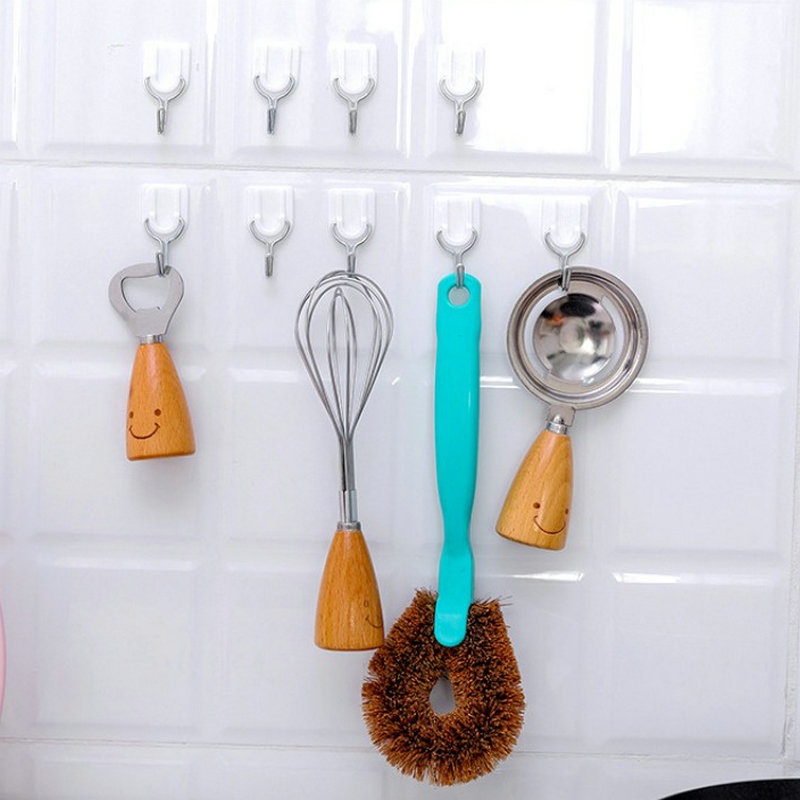 Set 6 Móc Treo Đồ Dán Tường Không Cần Đinh Ốc Tiết Kiệm Không Gian Đa Năng