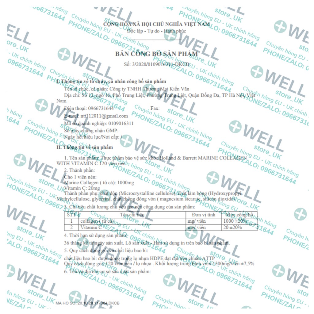 UK- VIÊN UỐNG ĐẸP DA MARINE COLLAGEN &VTM C