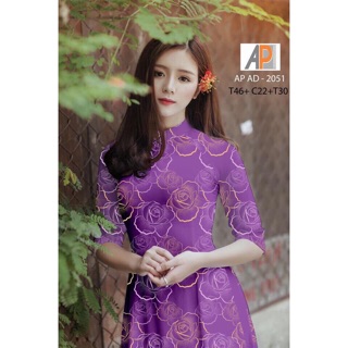 Vải may áo dài in hoa hồng