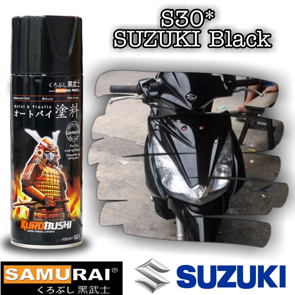 Sơn Samurai màu đen S30 chính hãng, sơn xịt dàn áo xe máy chống nứt nẻ, kháng xăng