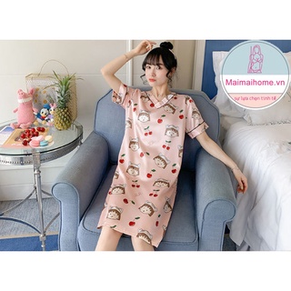ĐẦM / VÁY NGỦ CHERRY LỤA SATIN [MAIMAIHOME]