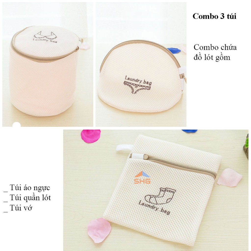 COMBO BỘ TÚI GIẶT HOÀNG GIA CAO CẤP THÊU HÌNH VÀ CHỮ, DÀY DẶN, KHÓA KÉO CHẮC CHẮN, CÓ TÁCH LẺ