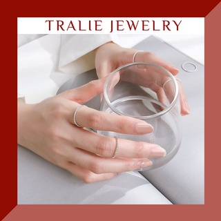 Nhẫn bạc 925 Tralie Jewelry đơn giản, nhẫn bạc xoắn thời trang loại dày