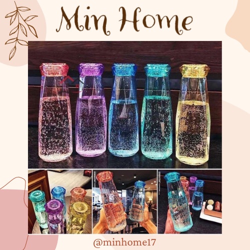 Bình Thủy Tinh Hình Kim Cương MinHome17 Cao Cấp Sắc Màu Dung Tích 430ml.