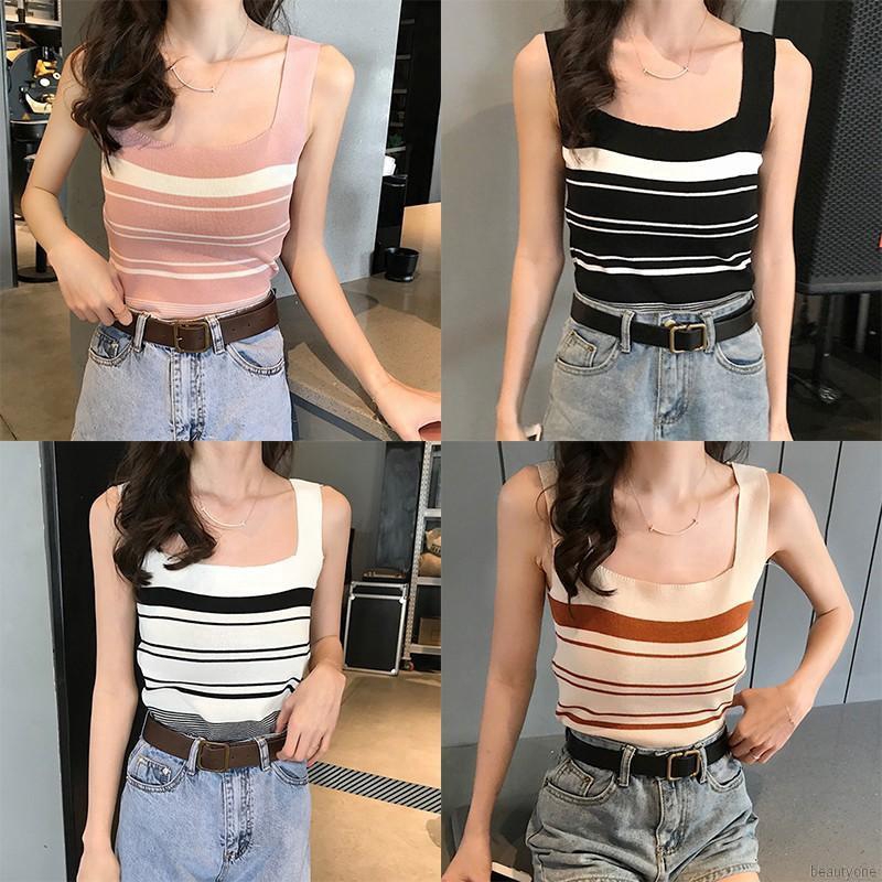 Áo Không Tay Dệt Kim Hoạ Tiết Kẻ Sọc Thiết Kế Quyến Rũ | BigBuy360 - bigbuy360.vn