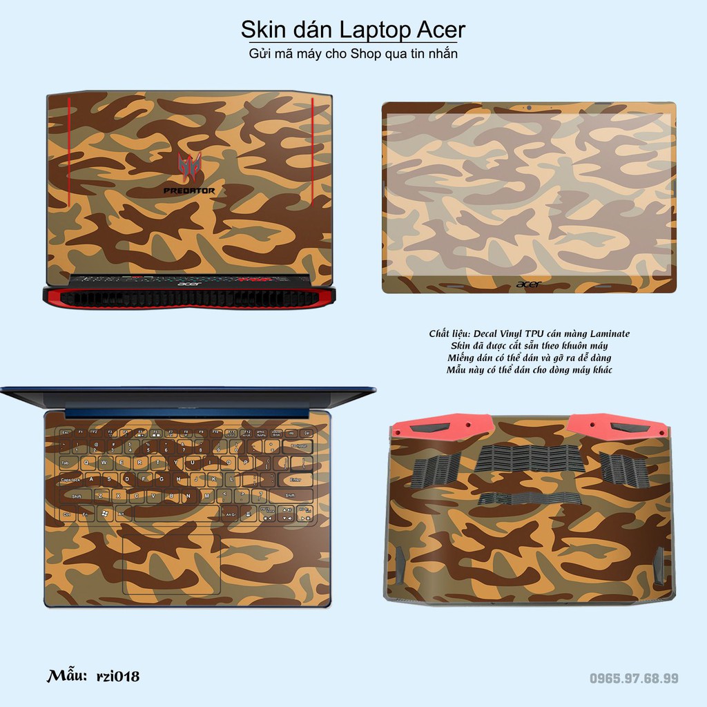 Skin dán Laptop Acer in hình rằn ri nhiều mẫu 3 (inbox mã máy cho Shop)