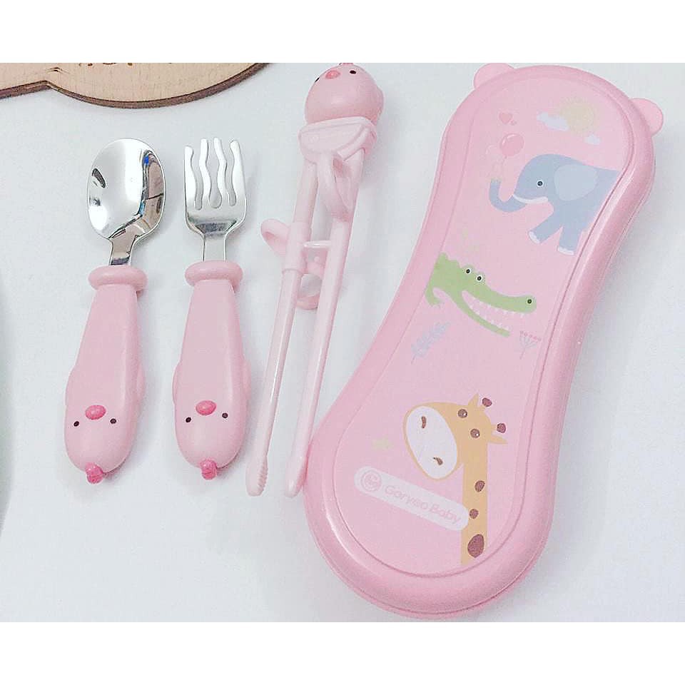 BỘ ĐŨA THÌA DĨA 4 MÓN CHO BÉ SIÊU XỊN GORYEO BABY HÀN QUỐC - ĐŨA MUỖNG NĨA TẬP ĂN CHO TRẺ EM