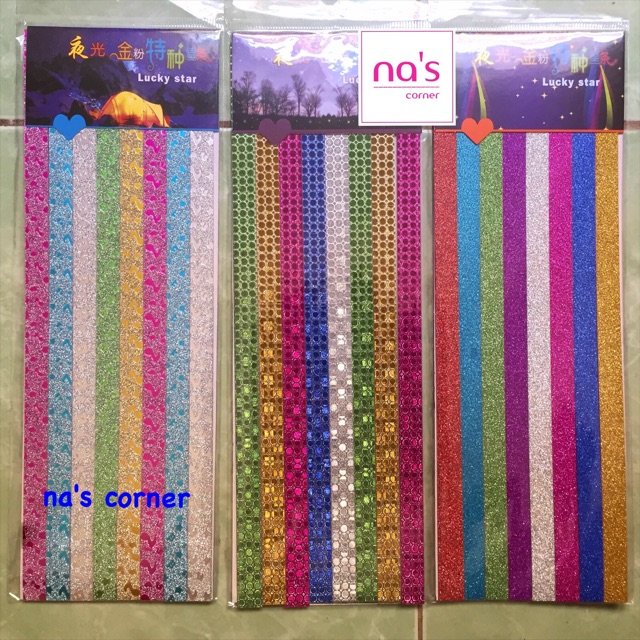 Giấy xếp sao nhũ kim tuyến đẹp nhiều mẫu