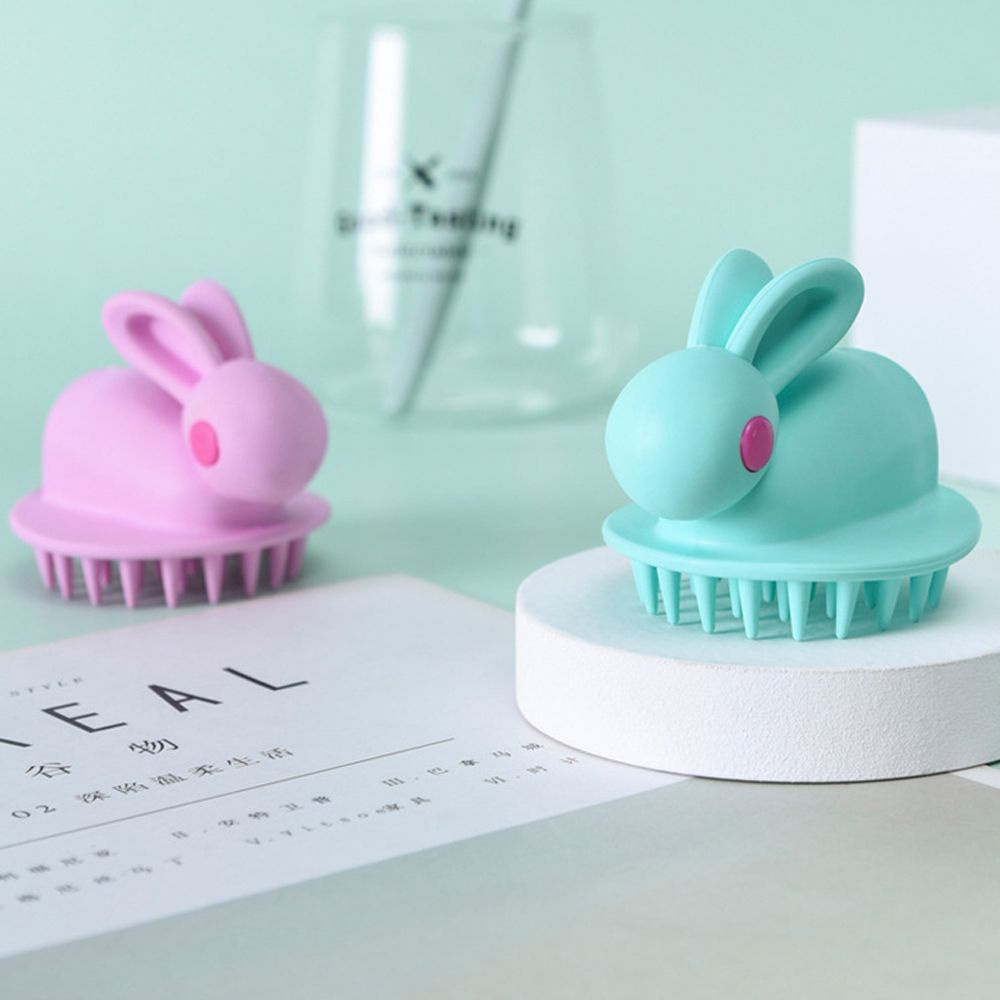 [Hàng mới về] Bàn chải gội đầu bằng silicon hình chú thỏ dễ thương nhiều màu tiện dụng