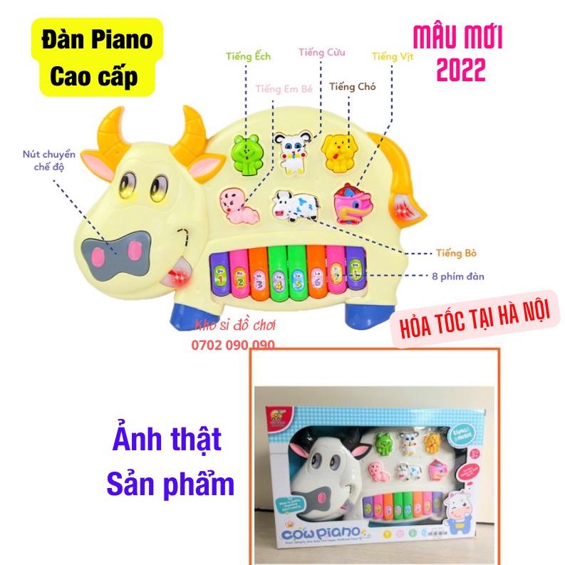 (sỉ) Đồ chơi đàn piano SƯ TỬ, bò, thỏ cho bé cao cấp, âm thanh chất lượng, đèn led sáng nhấp nháy, âm thanh 2 chế độ