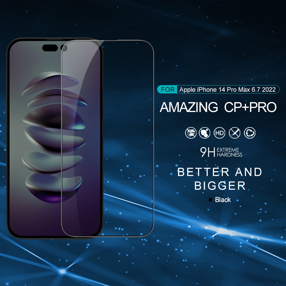 Kính cường lực NILLKIN 9H bảo vệ toàn màn hình chống trầy dấu vân tay thích hợp cho iPhone 14 Pro Max