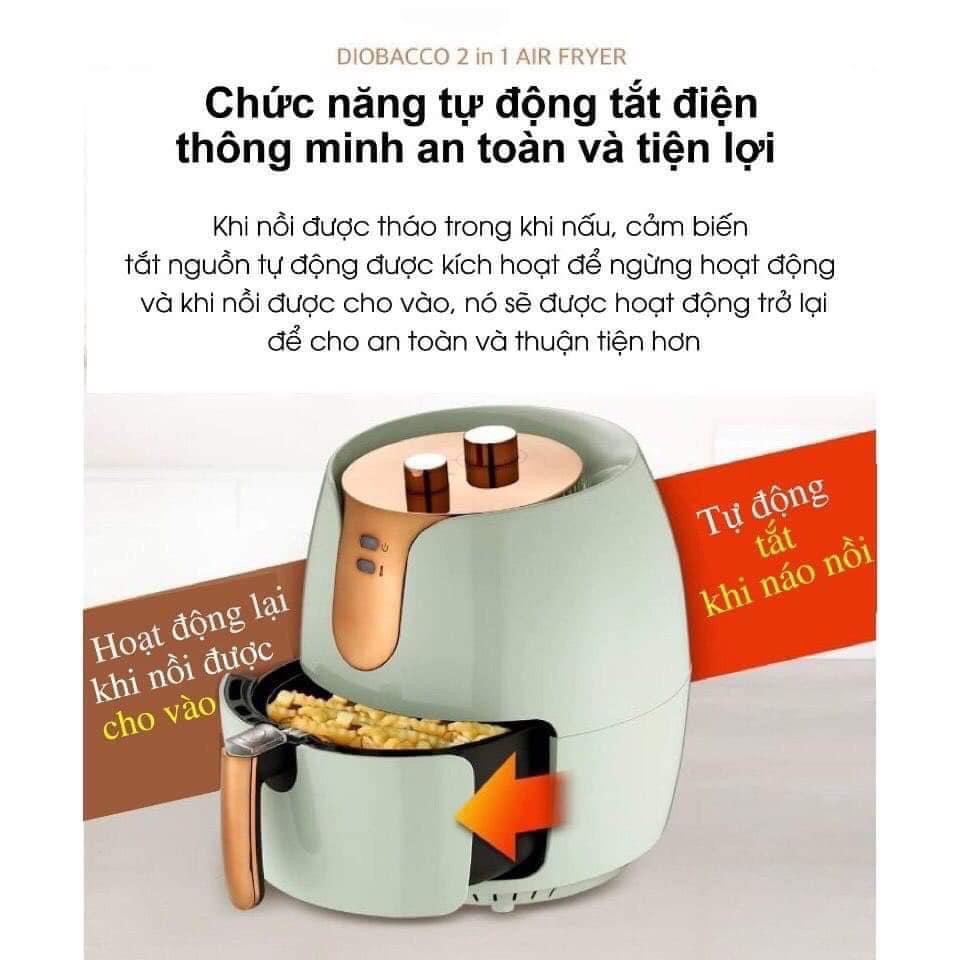 (Sẵn) Nồi chiên không dầu DIOBACCO Hàn Quốc (sỉ inb nhé)