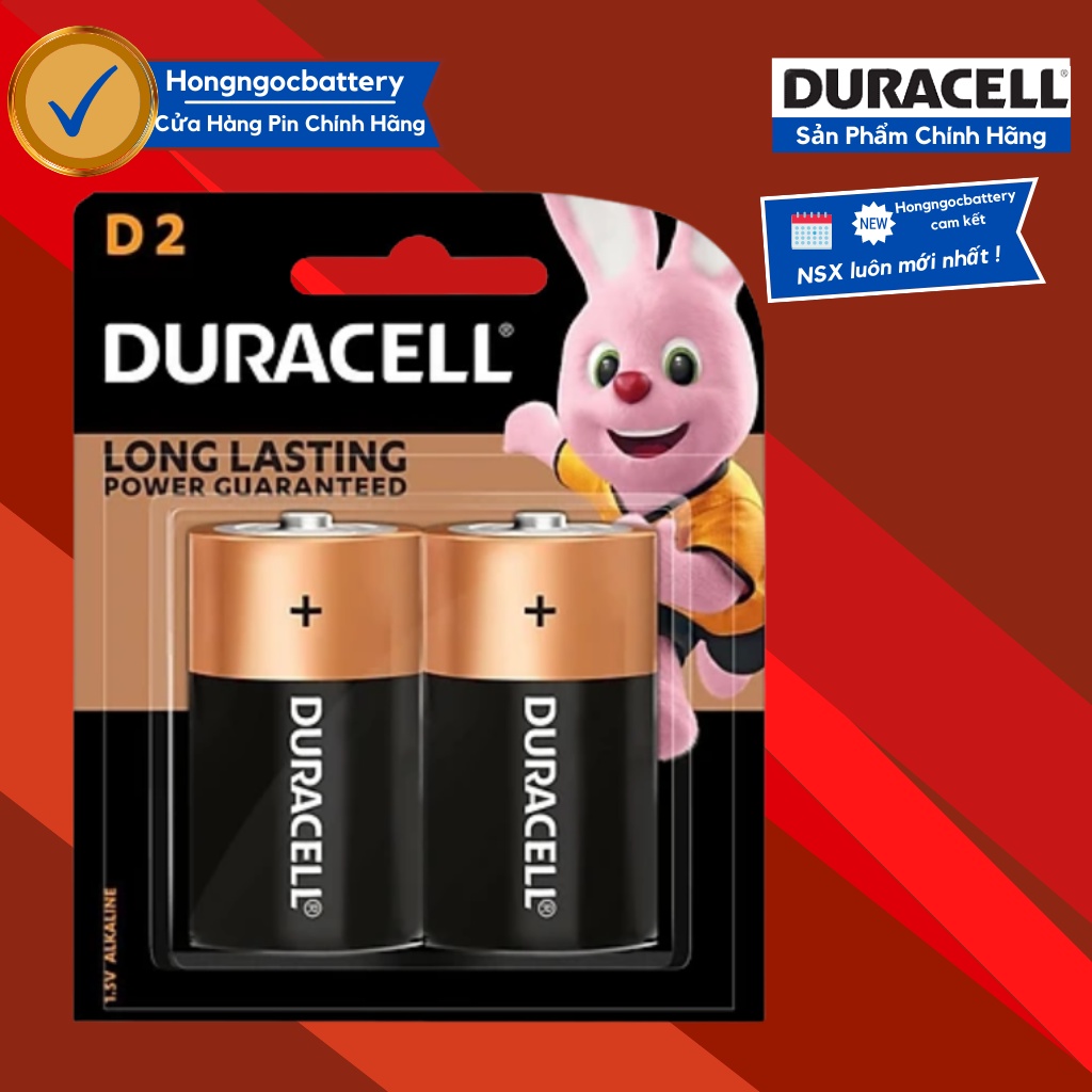 Vỉ 2 Viên Pin Đại ( Pin D ) 1,5V DURACELL Siêu Bền - Hàng chính hãng