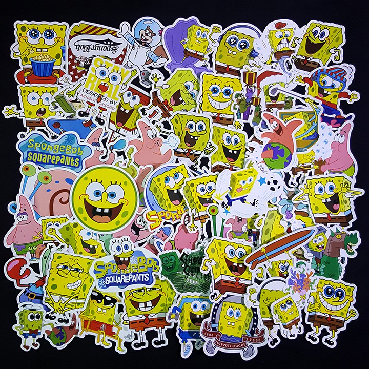 Bộ Sticker dán cao cấp chủ đề SPONGEBOB SQUAREPANT - CHÚ BỌT BIỂN TINH NGỊCH - Dùng dán Xe, dán mũ bảo hiểm, dán Laptop.