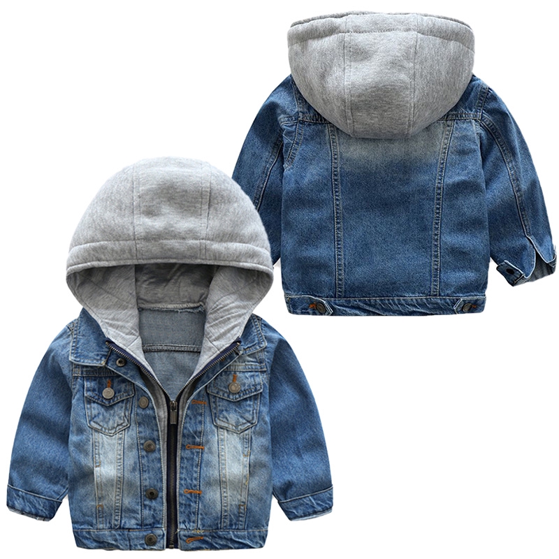 Áo Khoác Denim Có Mũ Trùm Thời Trang Xuân Thu Hàn Quốc 2023 Cho Bé Trai