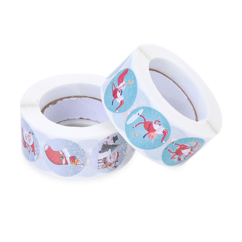 Set 1 500 Sticker Giấy Kraft 2.5cm In Họa Tiết Giáng Sinh Trang Trí Đa Ứng Dụng