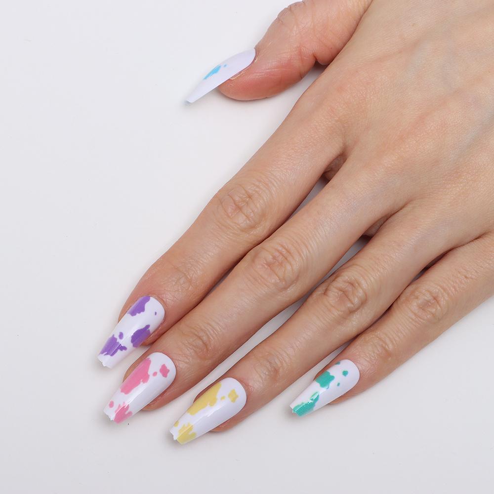 Bộ 24 Móng Tay Giả Che Phủ Toàn Diện In Họa Tiết Da Báo / Bò XIANTIN