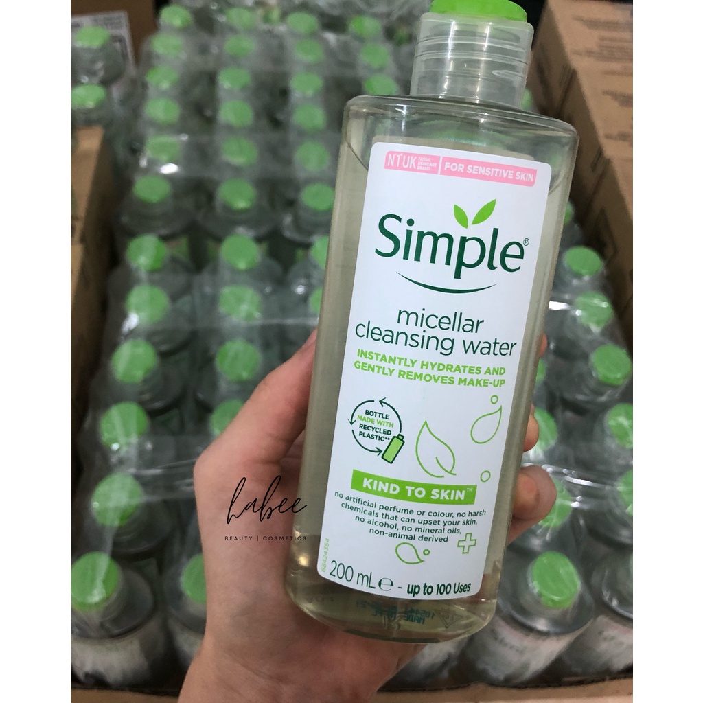 Nước tẩy trang Simple CHÍNH HÃNG Micellar Cleansing Water 200ML