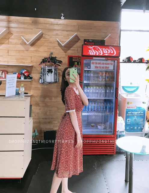 [VIDEO] Đầm hoa nhí cổ vuông ren tay ngắn - váy vintage tiểu thư | BigBuy360 - bigbuy360.vn