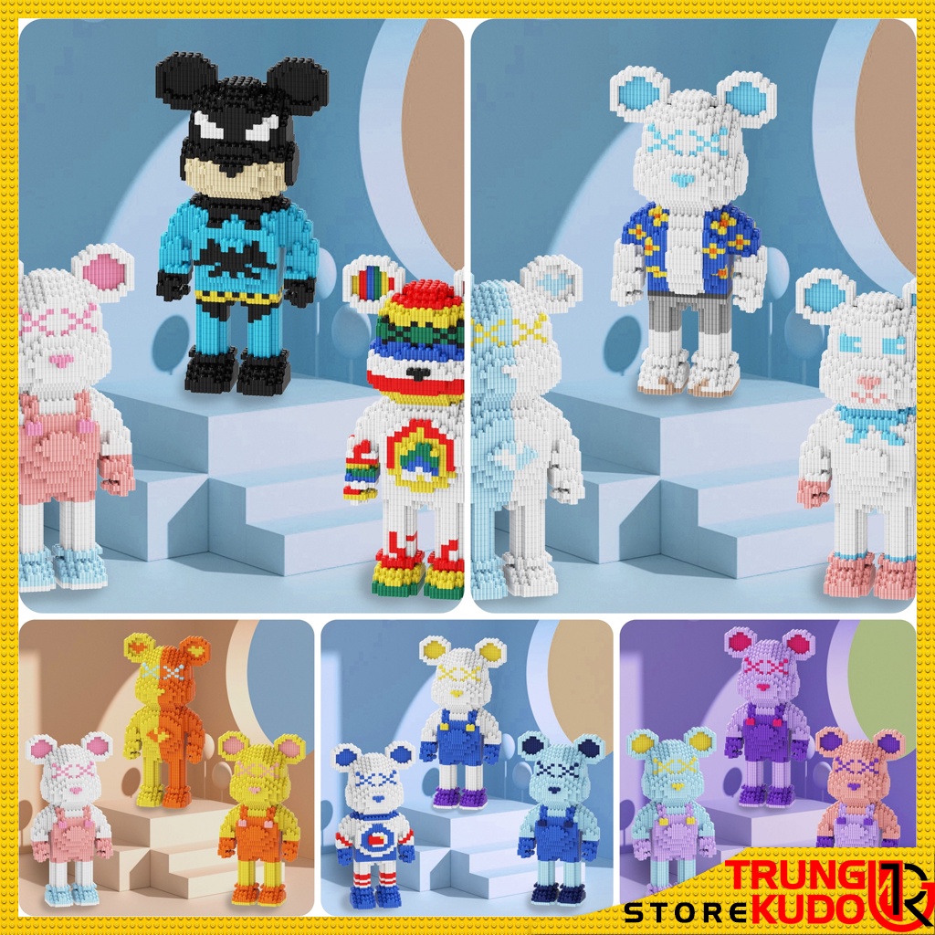 Mô hình Bearbrick lớn hơn 34cm dạng đồ chơi lắp ráp gấu Beabrick làm quà tặng trang trí decor nhà
