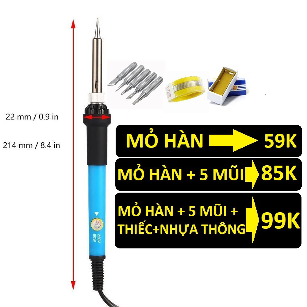 Mỏ hàn thiếc mỏ hàn chì mỏ hàn có điều chình nhiệt độ 936 - 60W .Loại Đăc Biệt hàn, đục lỗ chai nhựa, cắt vải