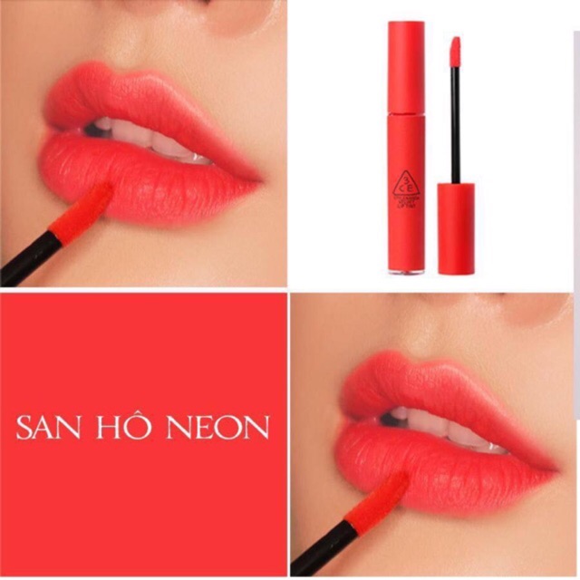 Son 3CE Kem Velvet Lip Tint Màu Save Me  ( san hô neon ) chuẩn auth