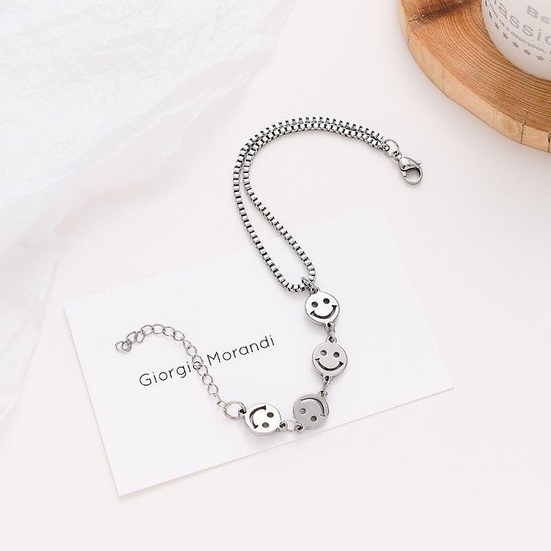 [KHÔNG ĐEN GỈ] Vòng tay thép titan hình mặt cười thời trang cá tính Mely CT17