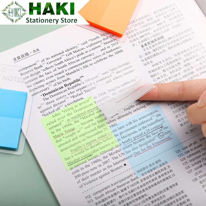 Bộ 50 tờ giấy ghi chú màu trong HAKI chống thấm nước tiện dụng NO3